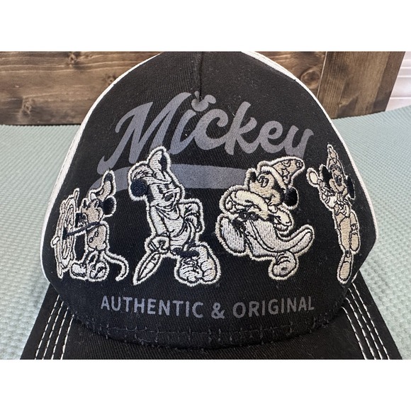 VTG Y2K Disney Mickey Mouse Classic Black Authentic Baseball Cap Hat Strapback - Picture 9 of 16